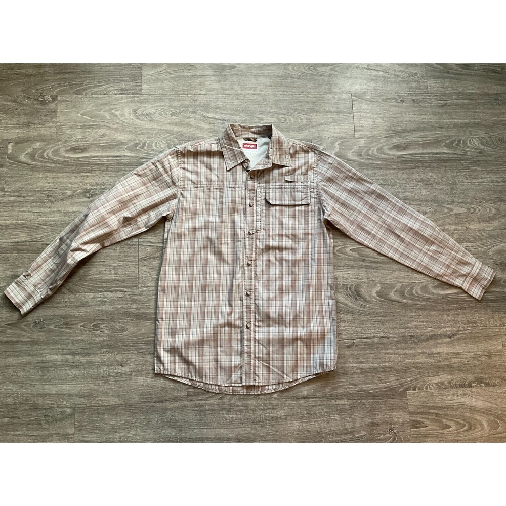 Wrangler Men Button Down Shirt Premium Quality Long Sleeve‎ Utility Size Small